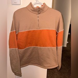 Women’s Mock Neck Pull Over - Orange/Tan